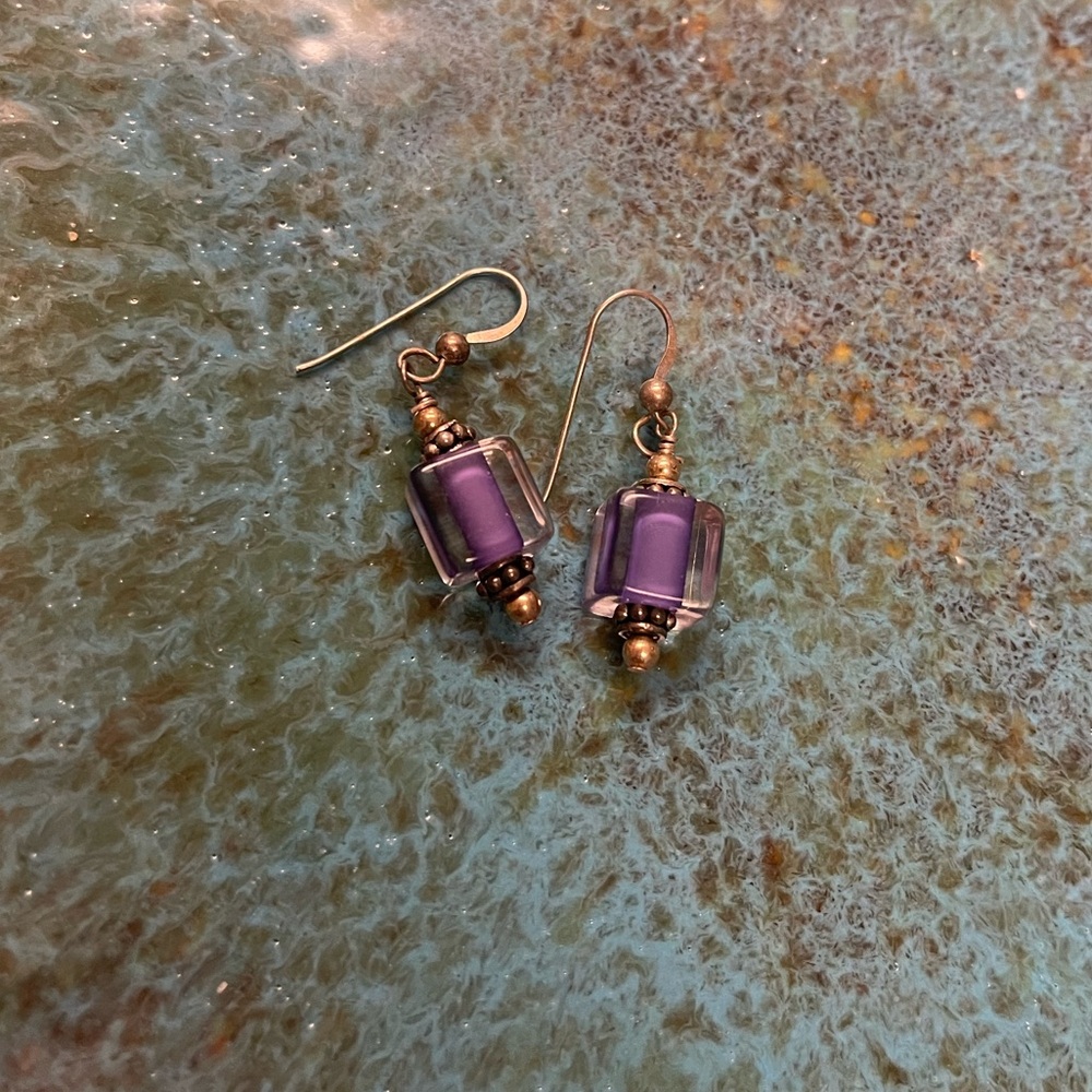 Purple dangle earrings